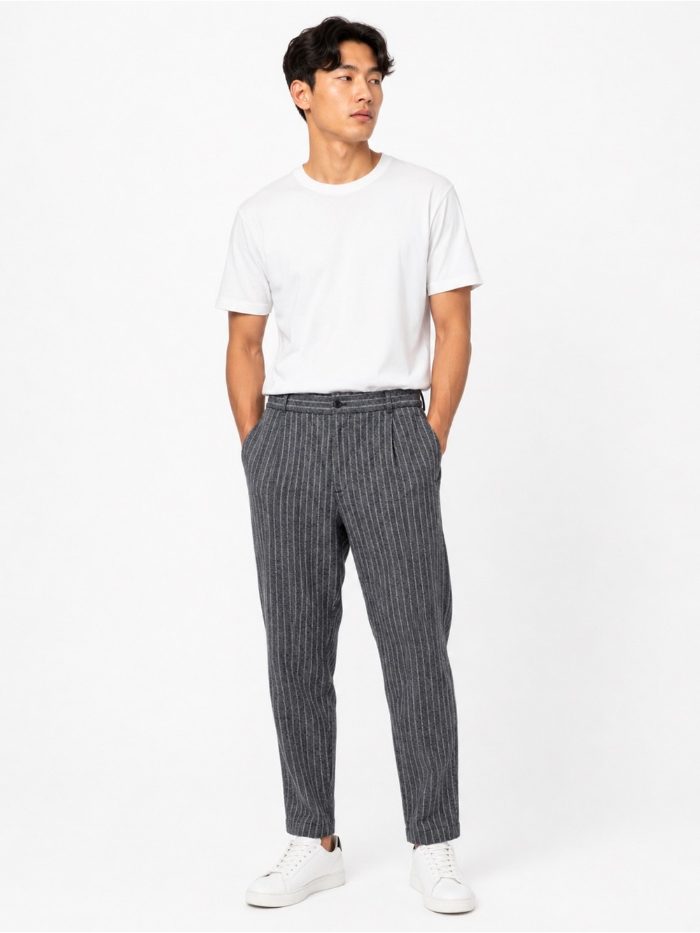 Club Monaco Gray Pinstripe Men’s Wool Blend Trousers